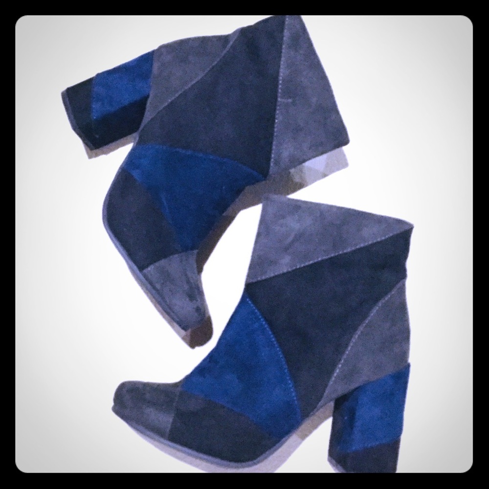 SEVEN DIALS ••• Faux Suede Patchwork Booties